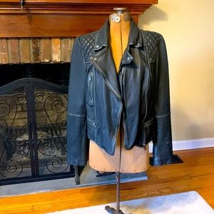 All saints cargo biker black leather jacket